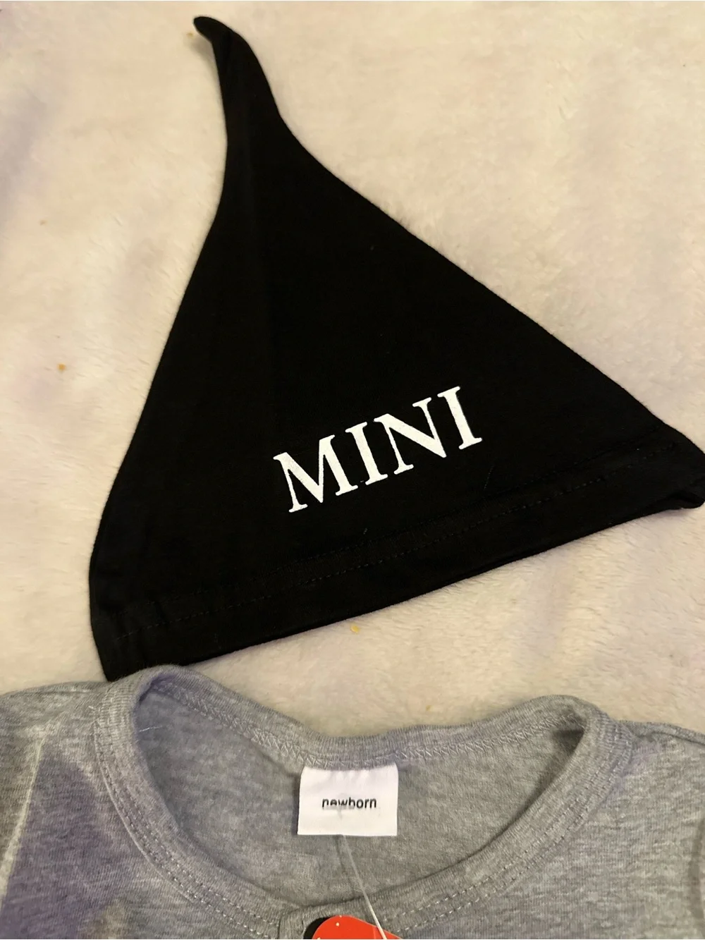 PatPat Gray 'MINI BOSS' Baby One-Piece with Black Hat